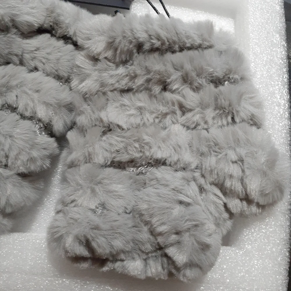 Jocelyn Women's Fingerless Faux Fur Gray Mittens Nwt